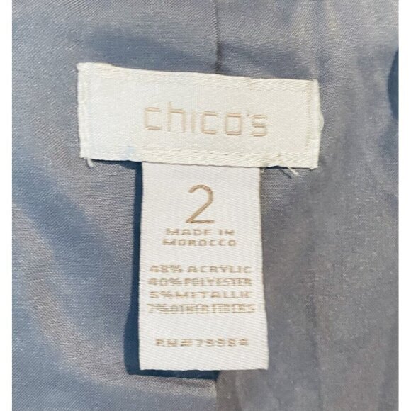 Chicos Blazer Womens Large Gold Metallic Tweed Zippered Pockets Work Career - Picture 5 of 6